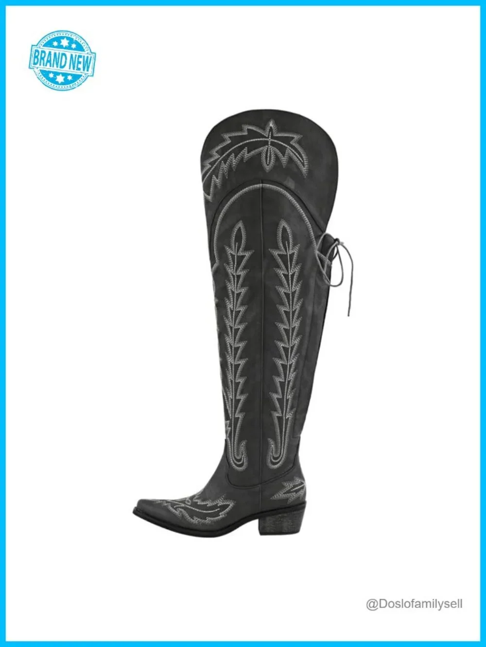 Cowgirl Thigh High Wide Calf Embroidered Western Boots Block Heel